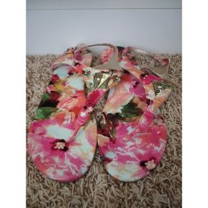 Guess Factory Carmela Floral T-Strap Sandals